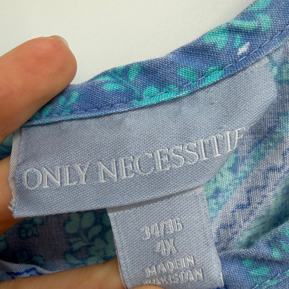 Only Necessities Floral Patchwork House Dress Size 4X Blue Sleeveless Muumuu - Picture 3 of 10